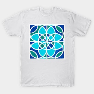 Inverted Blue Green Geometric Abstract Acrylic Painting III T-Shirt